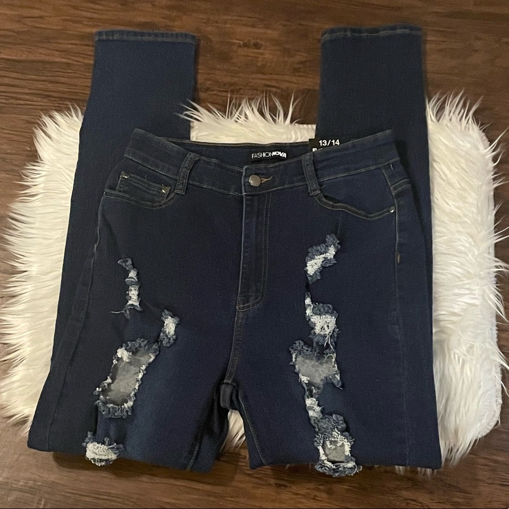 Fashion Nova Distressed High Rise Jeans